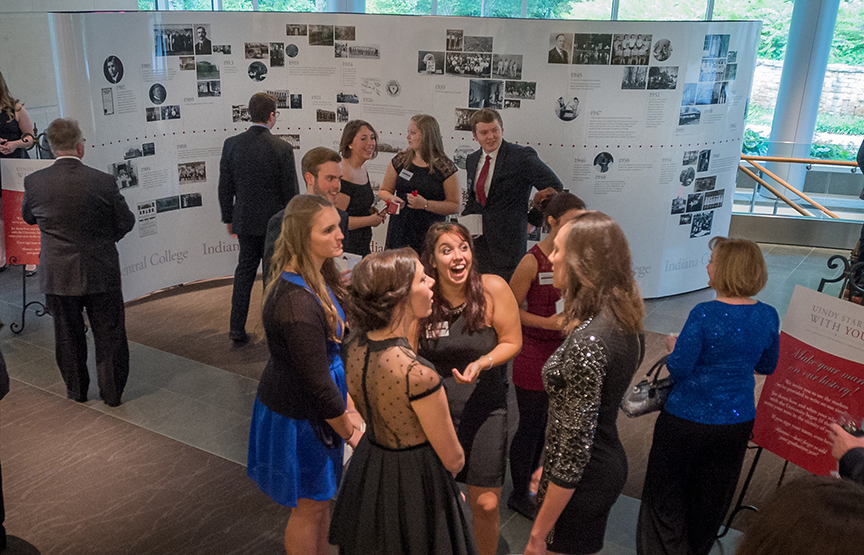 UIndy launched a five year $50-million fundraising campaign with a gala at the Indianapolis Museum of Art on Friday, October 2, 2015. Features: time line that could be signed by attendees, meal, program, and homecoming dance afterwards. (Photo: D. Todd Moore, University of Indianapolis)
