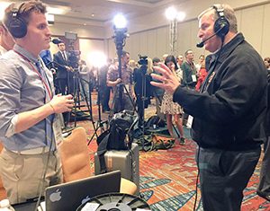 Chris Shoulders, WICR Director of Interactive & Social Media, interviews former Indianapolis Mayor and UIndy Visiting Fellow Greg Ballard on election night.