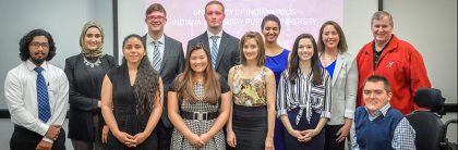 Students from the University of Indianapolis and Indiana University-Purdue University are working to answer the question of how Indiana's economy compares in the way of sustainable energy production. (Photo by D. Todd Moore)