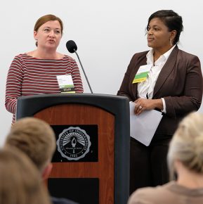 Jennifer Milliken, Director ULI Indiana, left, with Carla Johnson, associate with Faegre Baker Daniels