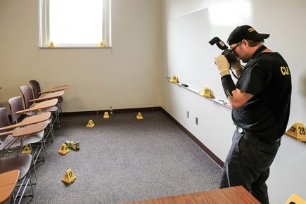 UIndy hosted the Indianapolis-Marion County Forensics Services Agency for a training exercise on Thursday, August 17, 2017. (Photo: D. Todd Moore, University of Indianapolis)