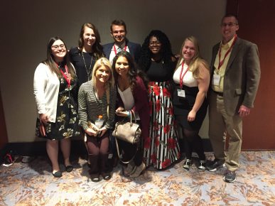 Back row: Kaity Sullivan ’18, Lauren Bryant ’18, Casey Wendorff ’18, Dierra Barlow ’20, Zoe Cunningham ’20 & Jim Williams, associate professor of history and director of the Honors College. Front row: Sierra Corbin '18 and Delmar Oropeza '18.