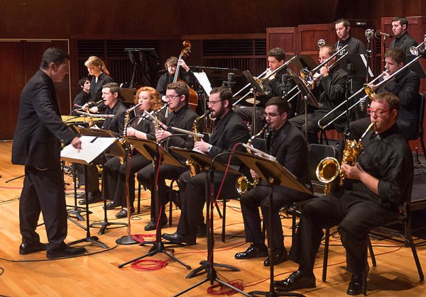 UIndy Jazz Ensemble performing on Ruth Lilly Performance Hall stage