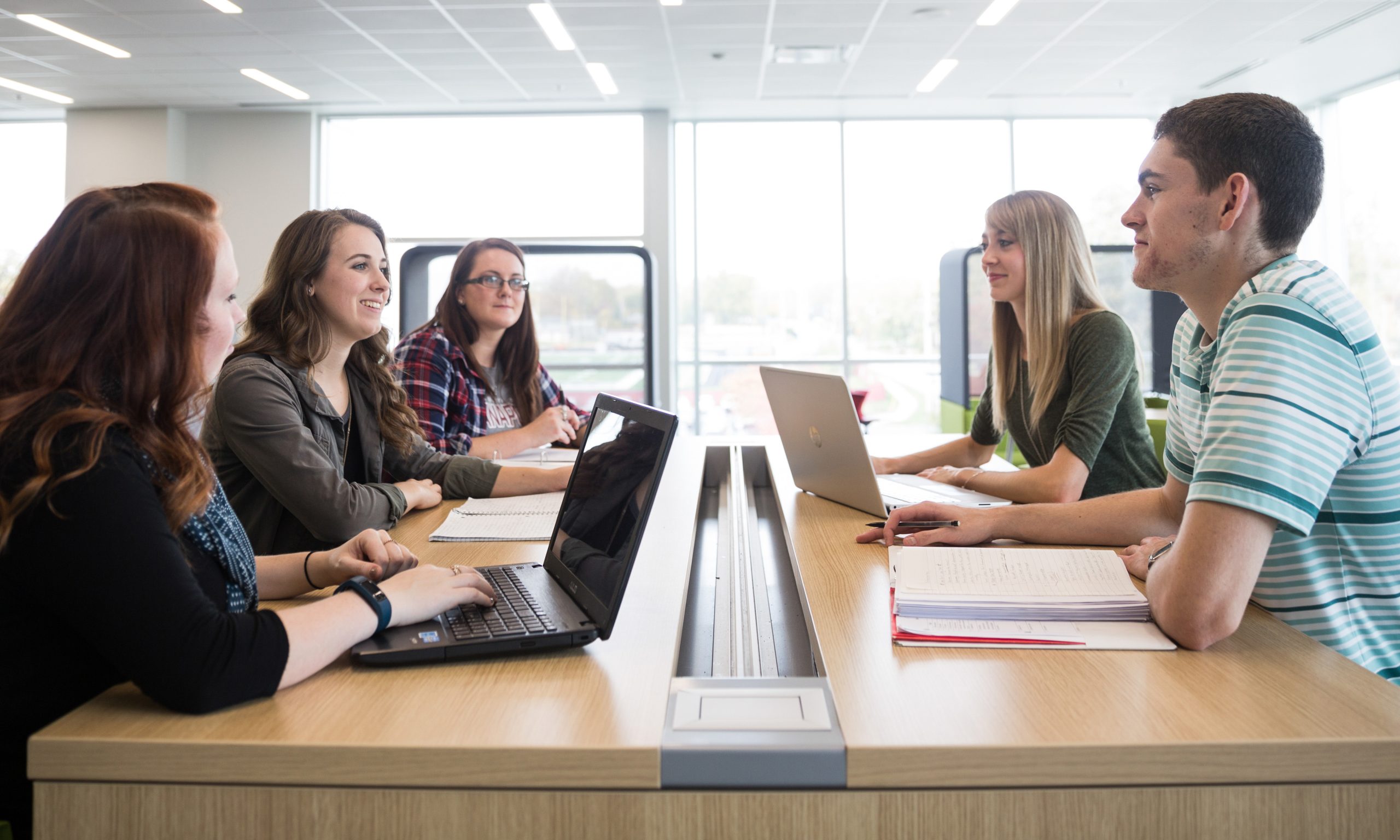 students in health pavilion