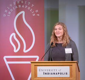Natalie Benson speaks at the Strain Honors College and Shaheen College of Arts & Sciences Scholars Day Luncheon in 2018.