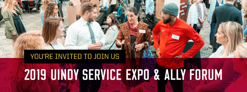 2019 uindy service expo and ally forum header