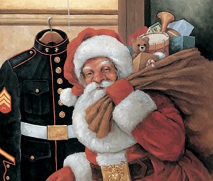 Santa carrying toys graphic