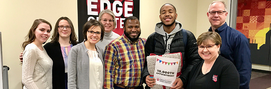Professional Edge Center staff celebrate their 10,000th appointment.
