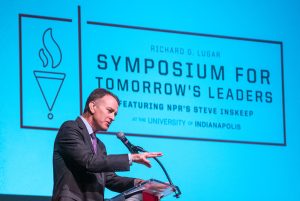 Richard G. Lugar Symposium for Tomorrow's Leaders featuring NPR's Steve Inskeep on Saturday, December 7, 2019. (Photo by D. Todd Moore/ University of Indianapolis)