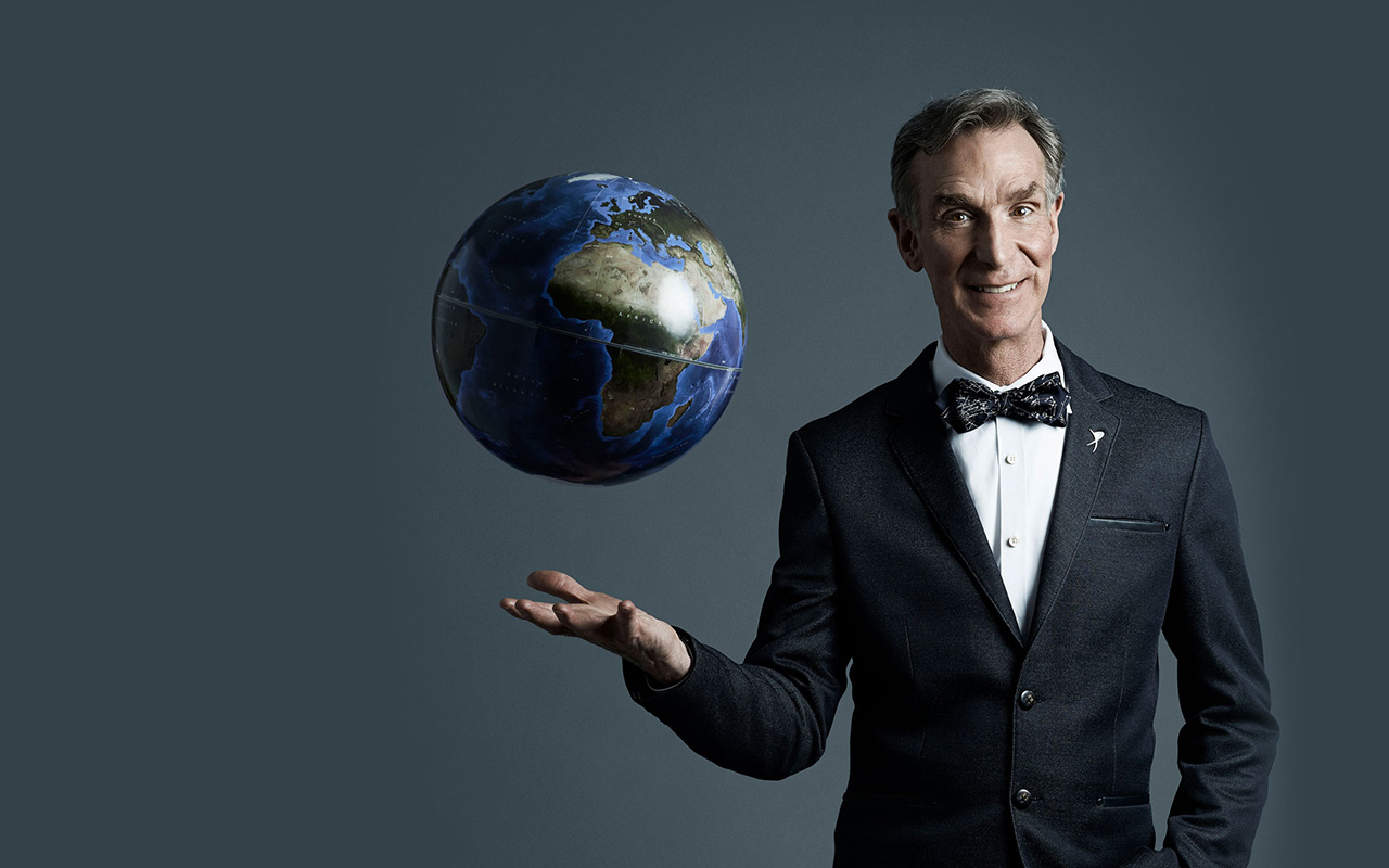 Bill Nye with globe
