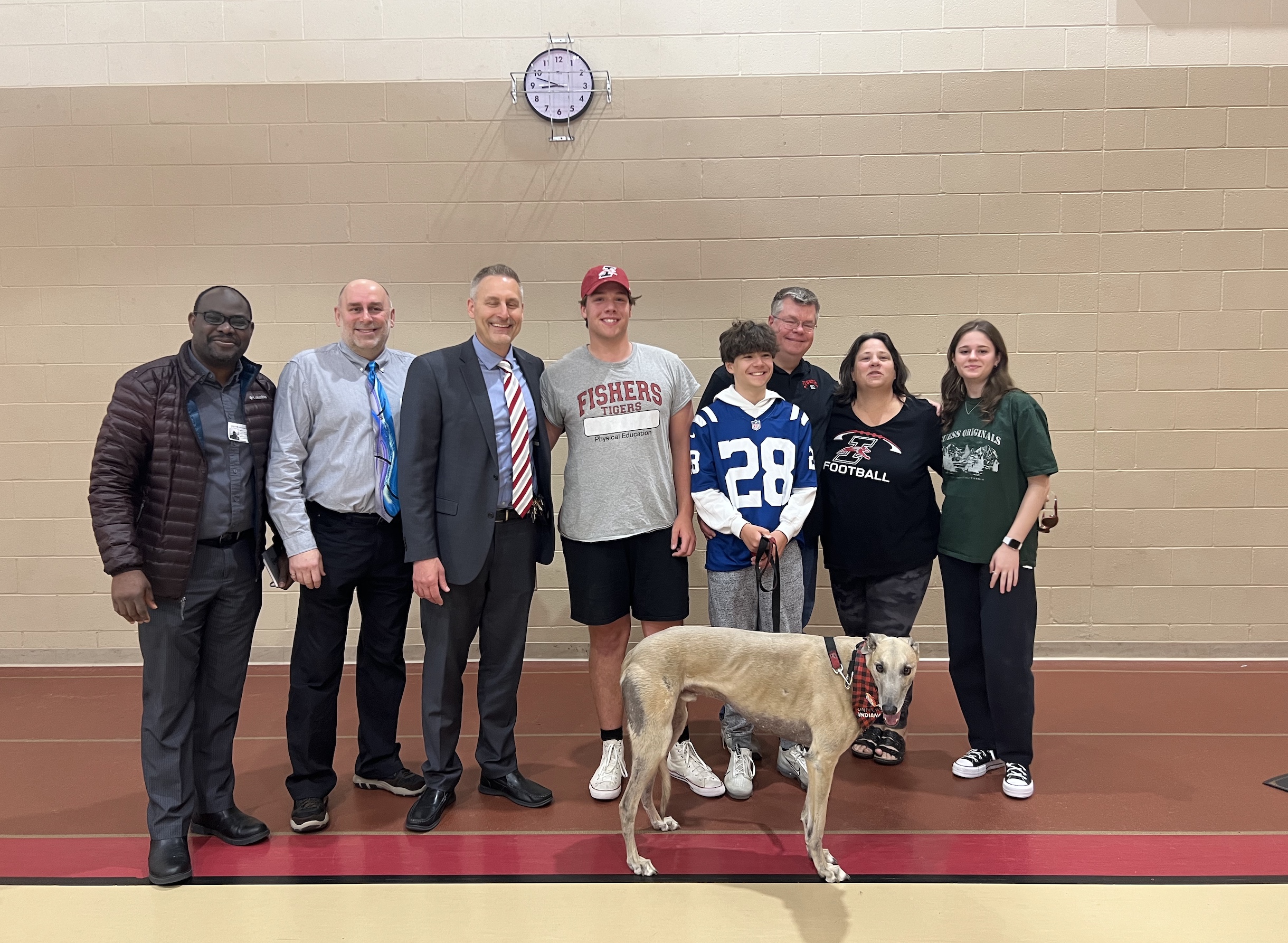 Scholarship recipient, Joey McDermott, poses with friends and family