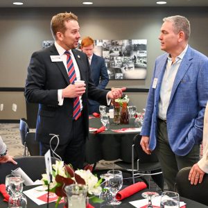 Office of Advancement staff and donors mingle at Philanthropy Lunch
