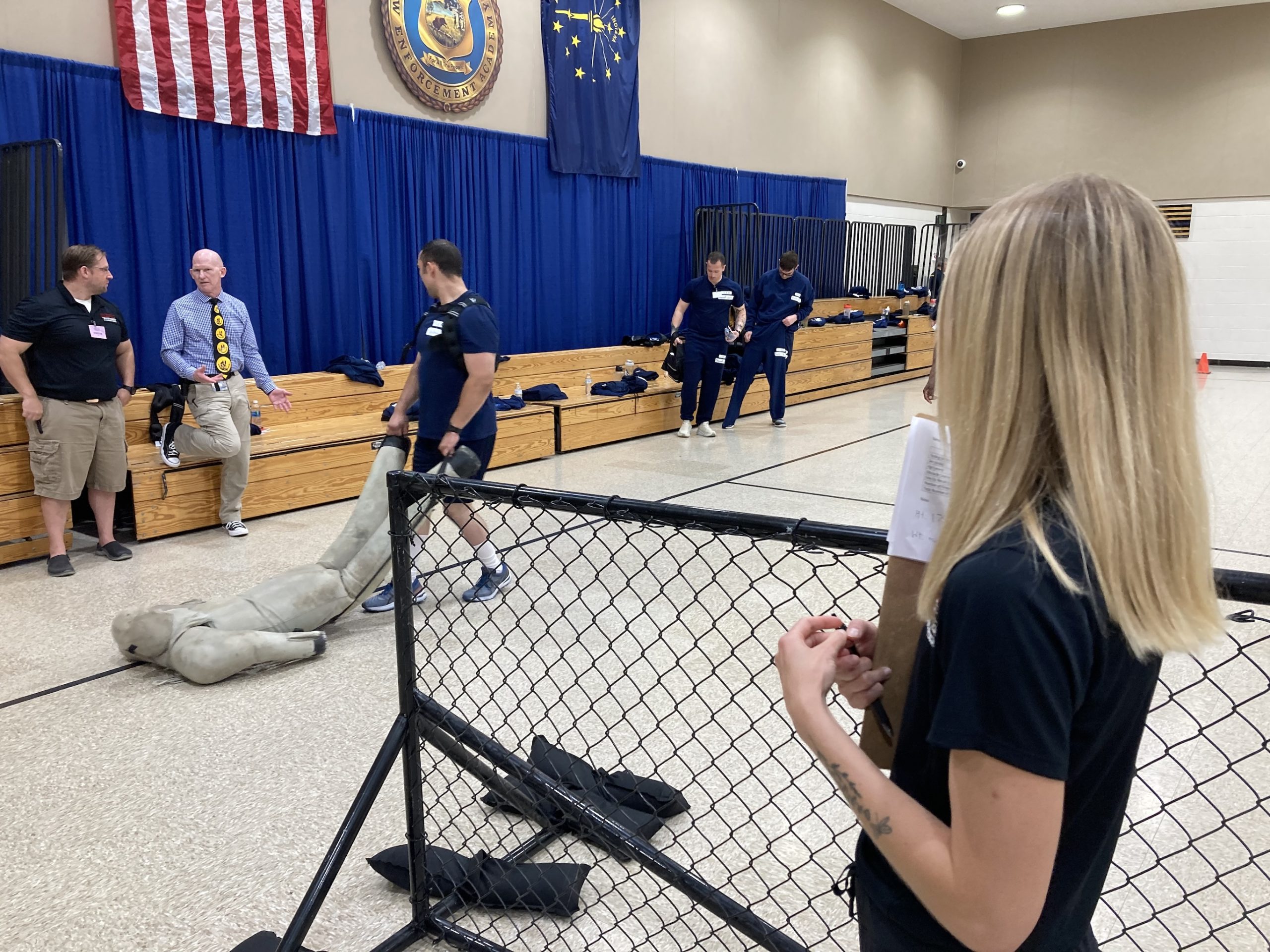 A Basic Student at the Indiana Law Enforcement Academy tries out the revamped physical fitness test under consideration.
