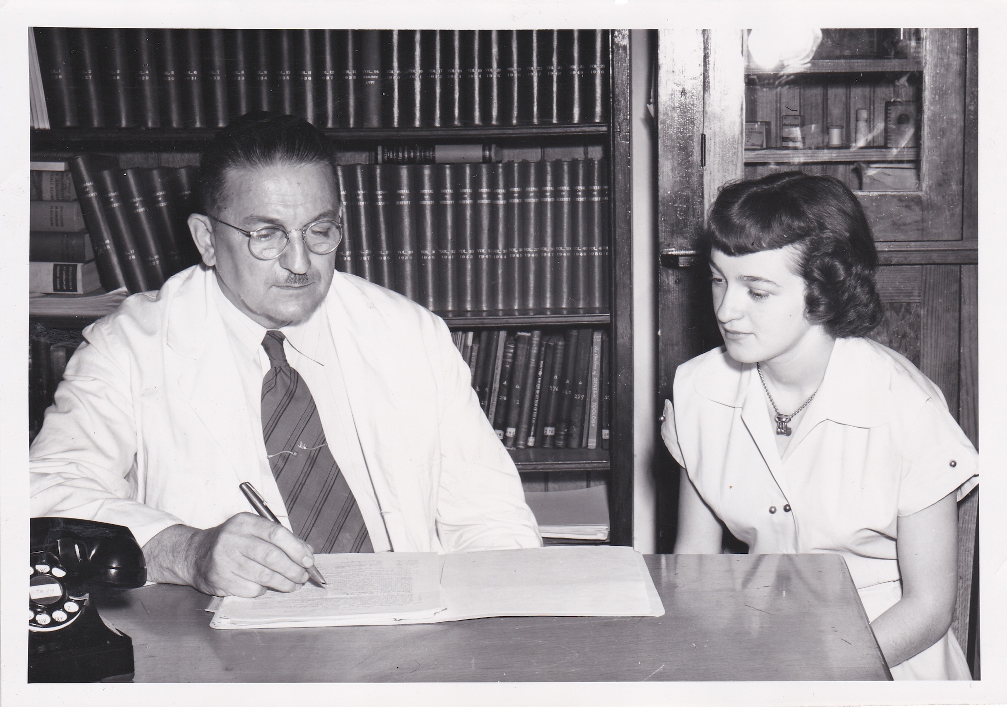 Dr. William Pitt Morgan works with a student in 1949. Courtesy: Frederick D. Hill Archives