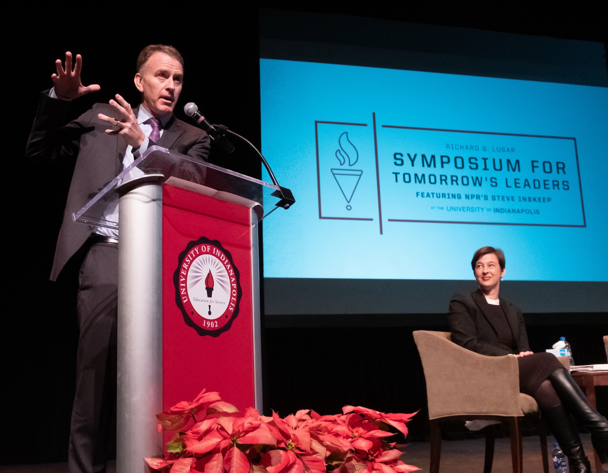 Steve Innskeep provides the keynote address at the Lugar Symposium