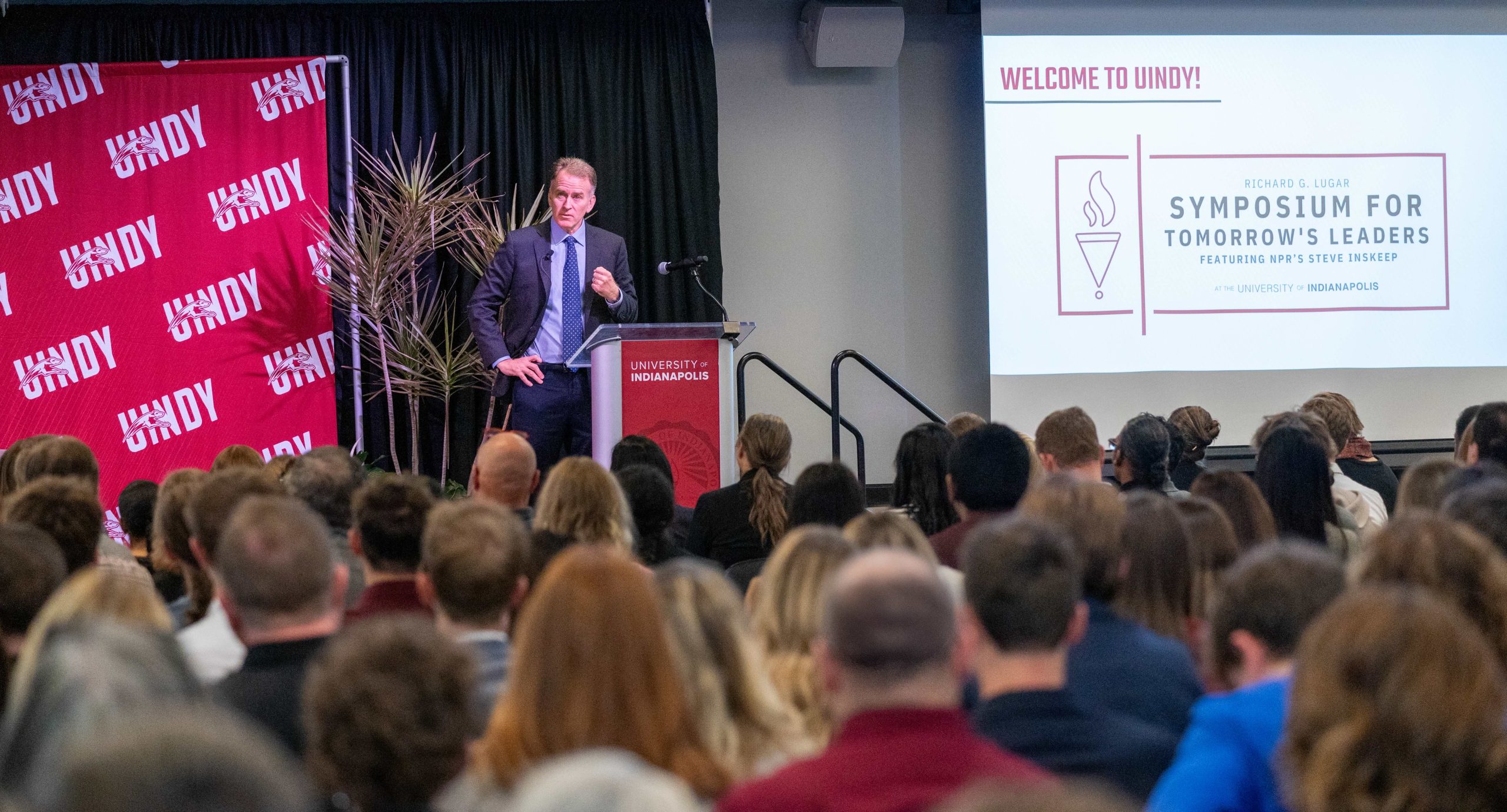 Photo of Steve Inskeep delivering remarks at the Richard G. Lugar Symposium