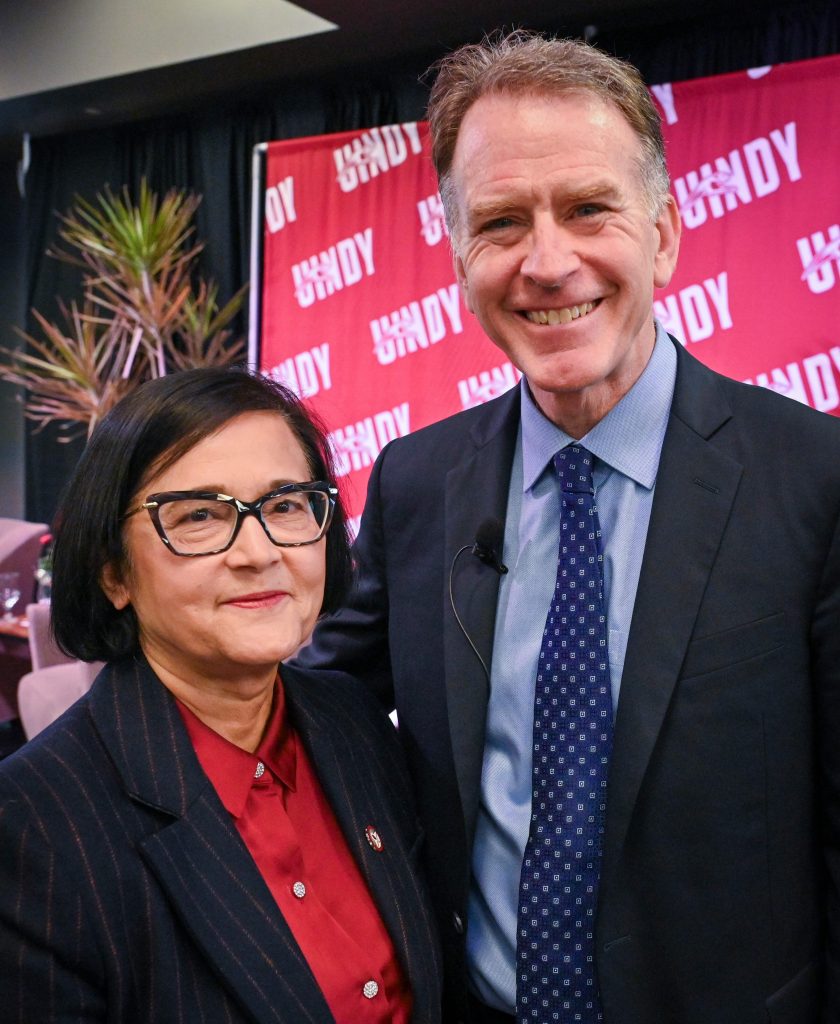 Photo of Dr. Tanuja Singh and Steve Inskeep