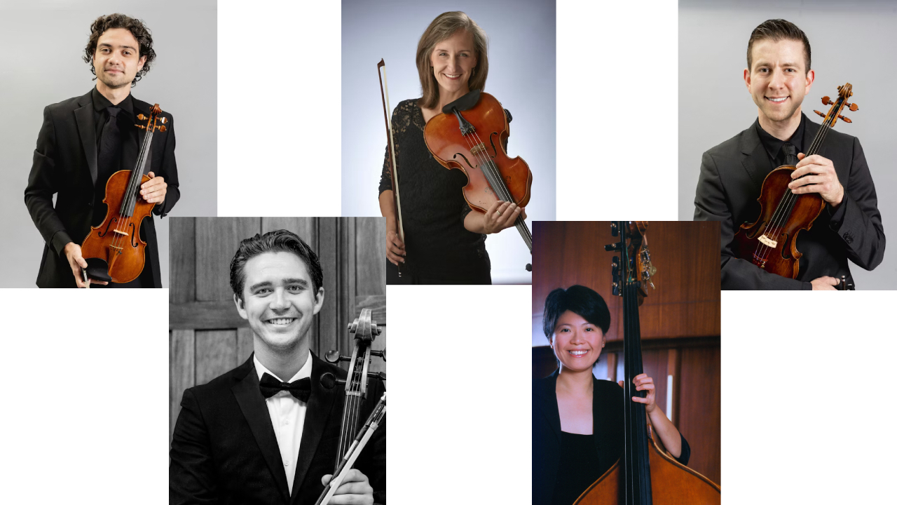 Head shots of 5 member of the ISO string section