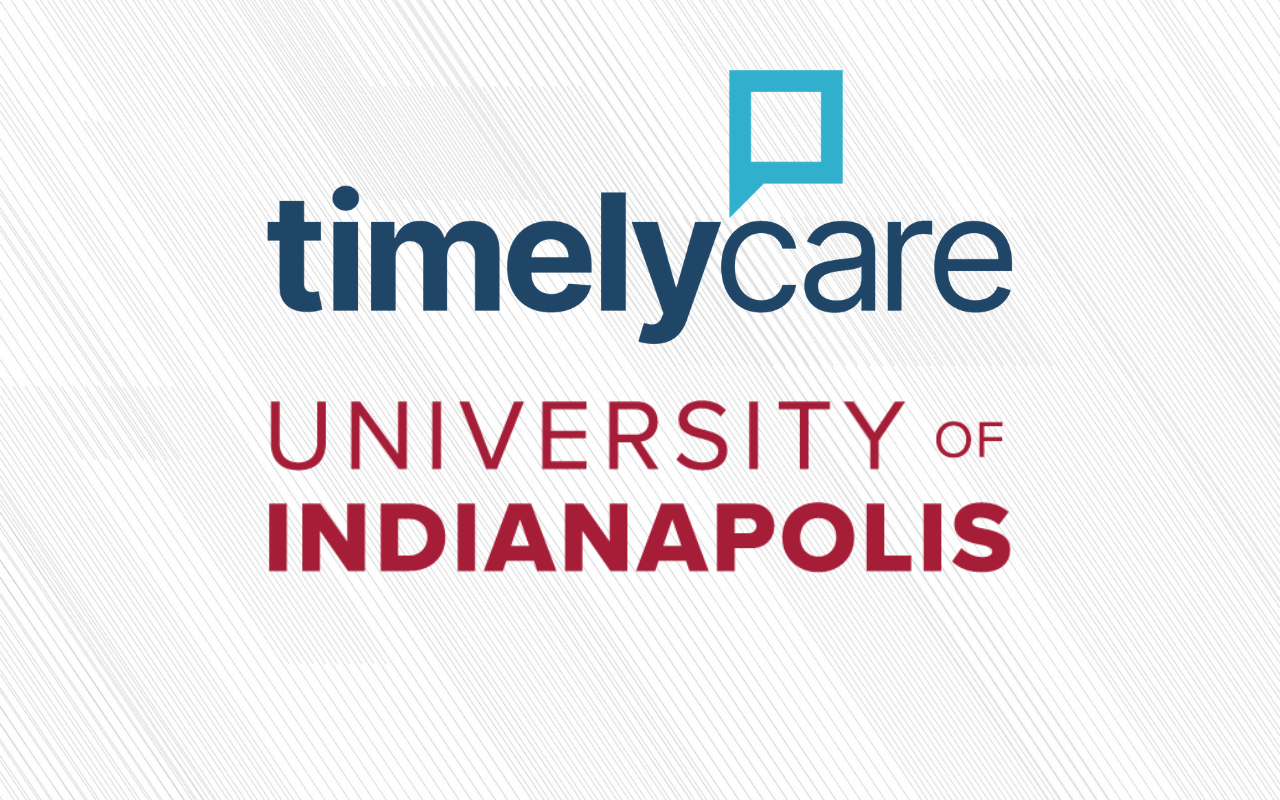 TimelyCare logo above University of Indianapolis logo