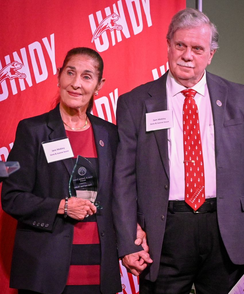Photo of Jane and Sam Mobley at 2025 UIndy Alumni Awards