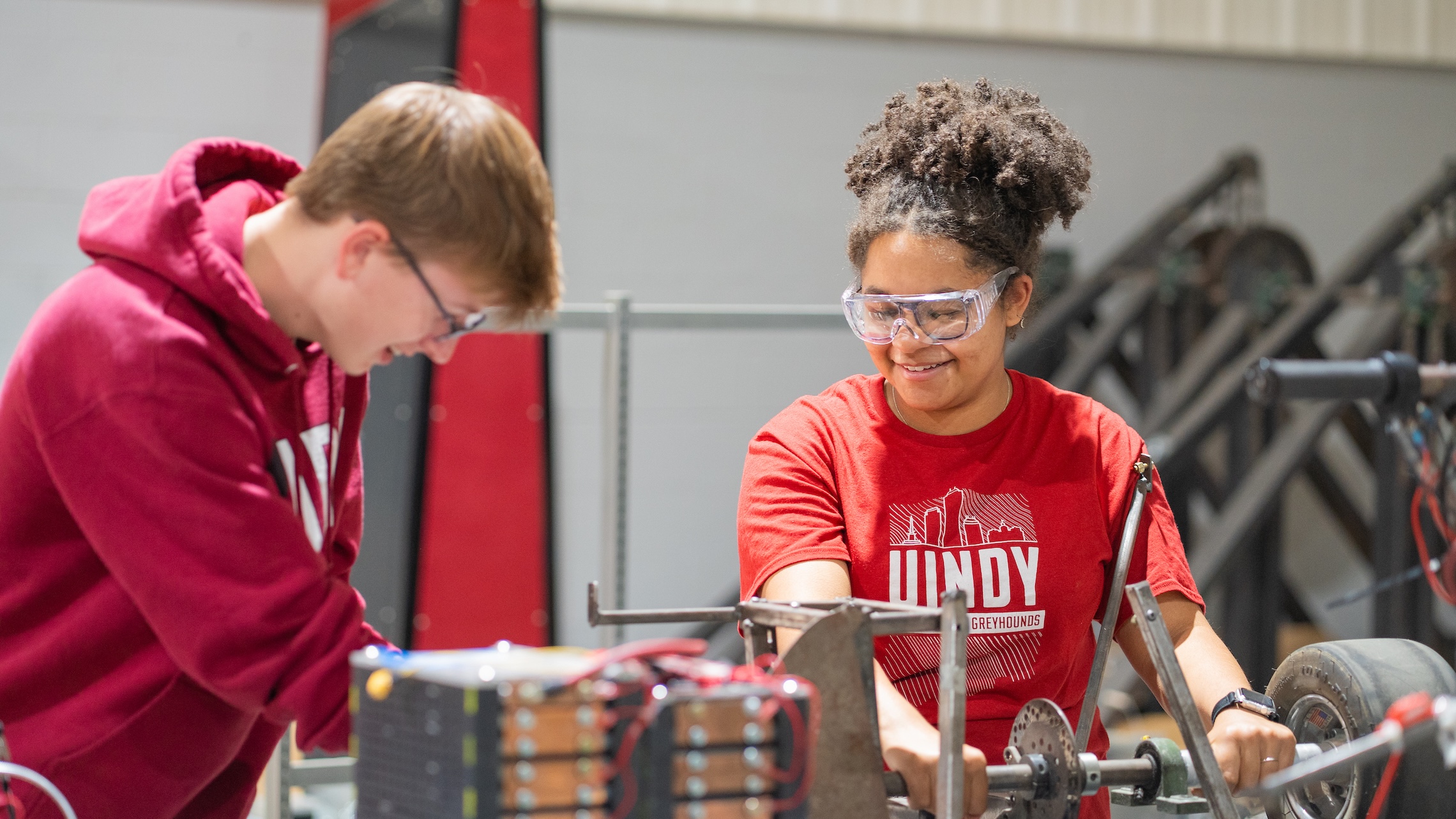 Engineering students in the R.B. Annis School of Engineering
