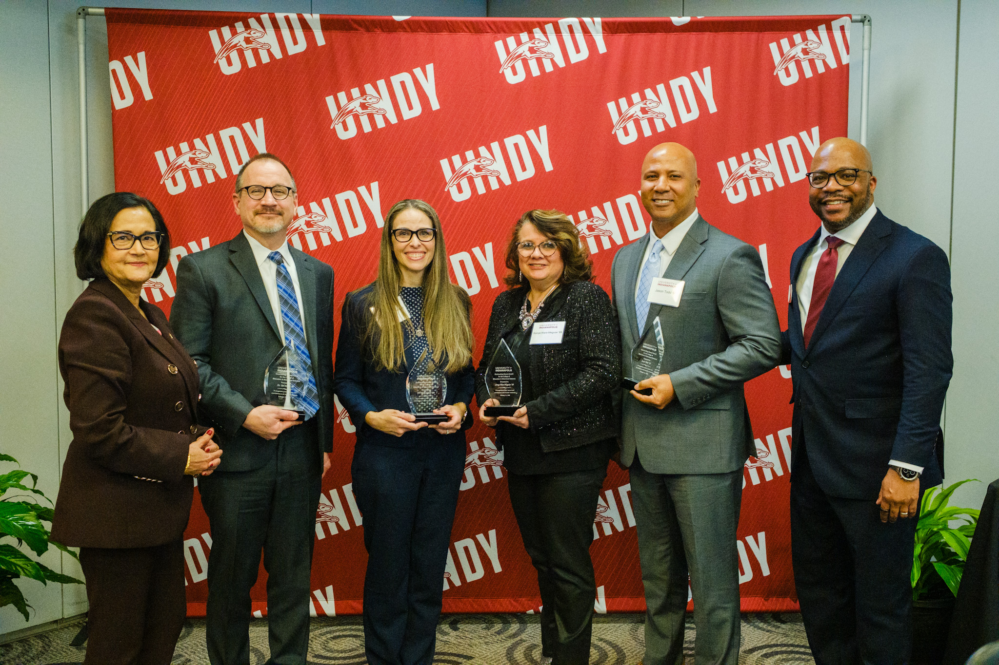 Photo of Dr. Tanuja Singh, Dr. Ted Maple, Dr. Misty Spitler, Sonya Ware-Meguiar, Jason Todd, and Dr. John Kuykendall