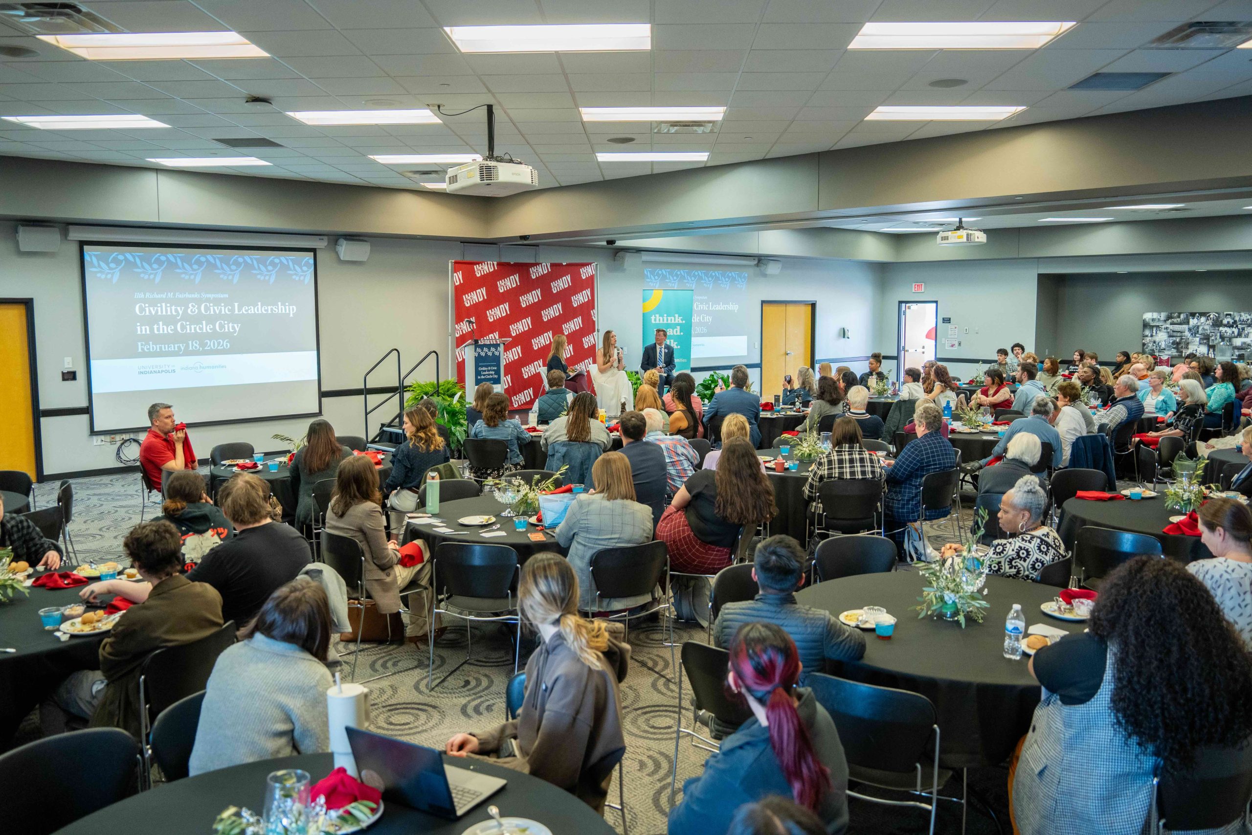 UIndy Hall filled with attendees of the 11th Richard M. Fairbanks Symposium