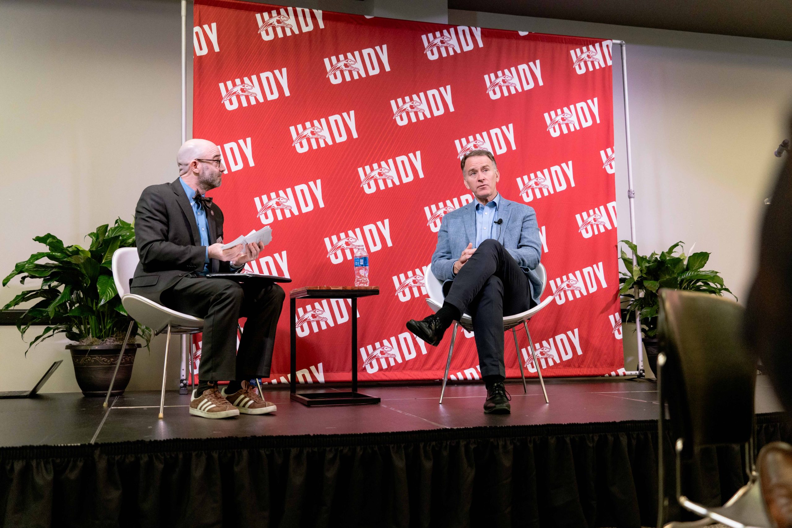 Dr. Ted Frantz with Steve Inskeep during keynote discussion at the 49th Lugar Symposium