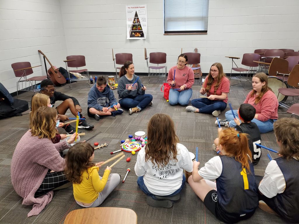 Music therapy group with kids