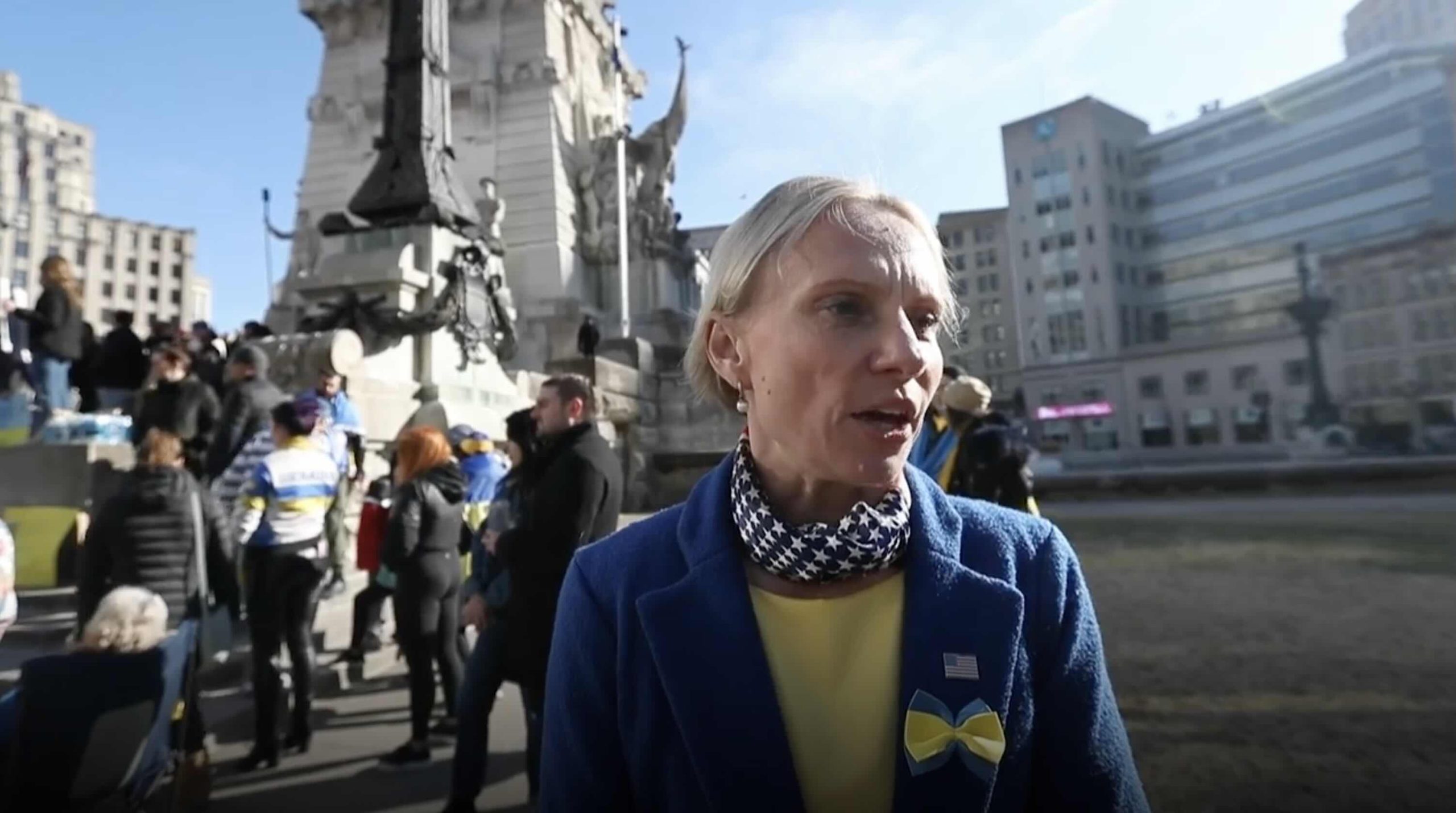 Victoria Spartz speaks at Ukraine rally - Courtesy Indianapolis Star