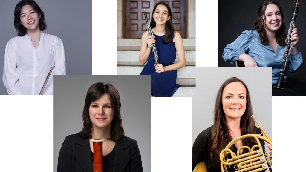 Headshots of wind players from the Indianapolis Symphony Orchestra