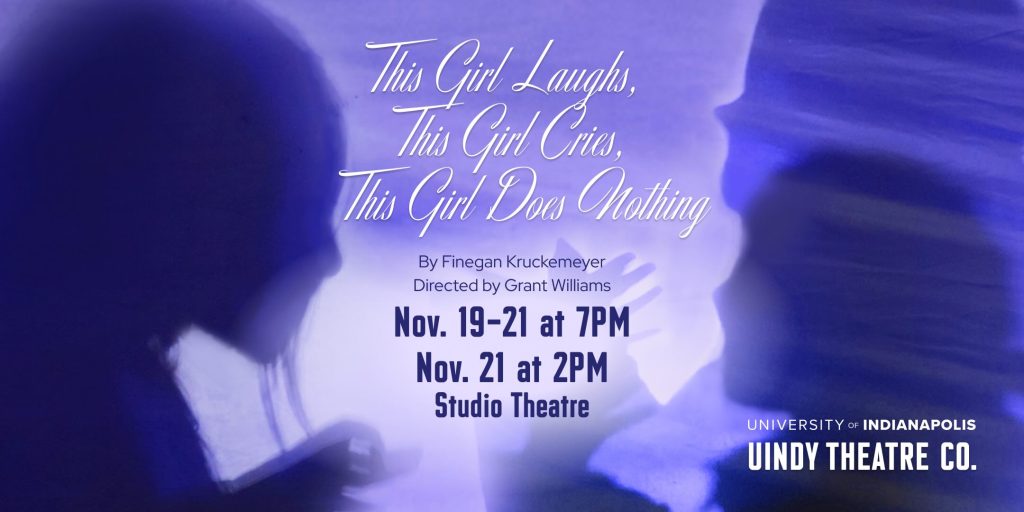 Shadowy images of three girls on a purple backdrop